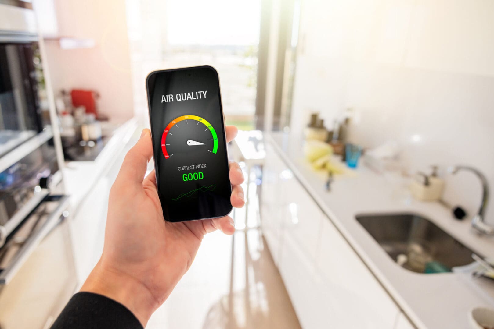 Air quality app in kitchen